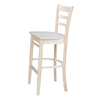 International Concepts Emily Bar Height Stool, 30" Seat Height, Unfinished S-6173